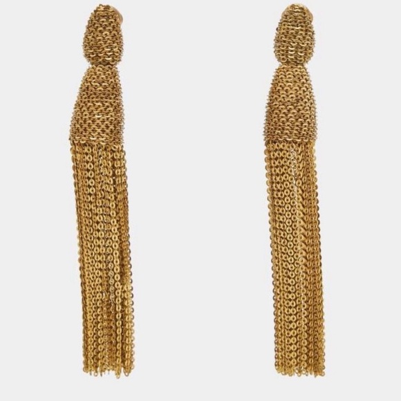Oscar de la Renta Gold Tassel Earrings - Picture 1 of 4